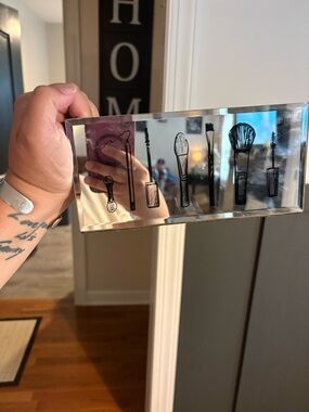 Mirrored Makeup Brush Decorative Tray - Silver Mirror Finish